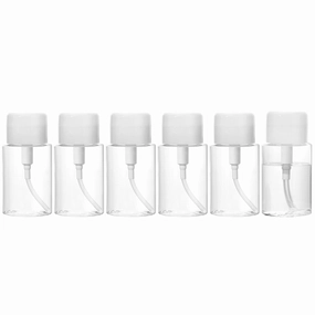 6 Pack Push Down Pump Dispenser Empty Push Top Bottles Containers for Nail Polish Makeup Remover Micellar Water Facial Toner 5.1oz/150ML