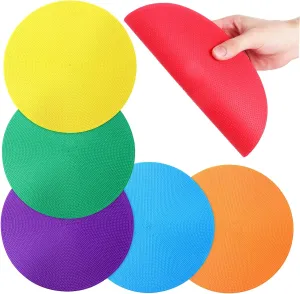 6Pcs Colored Spot Markers for Sports Training Agility Dots Circular Flat Cones Lightweight Portable Gym Training Mats for Basketball Fitness Classroom Activities