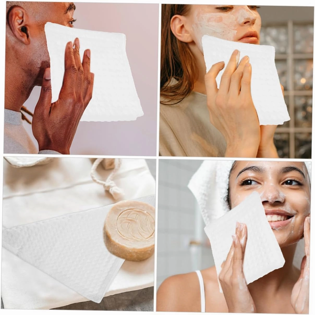 6pcs Cotton Face Cloths Absorbent Makeup Towels Soft Solid Color Square Washcloths for Daily Use Versatile Bath Towels for Cleaning