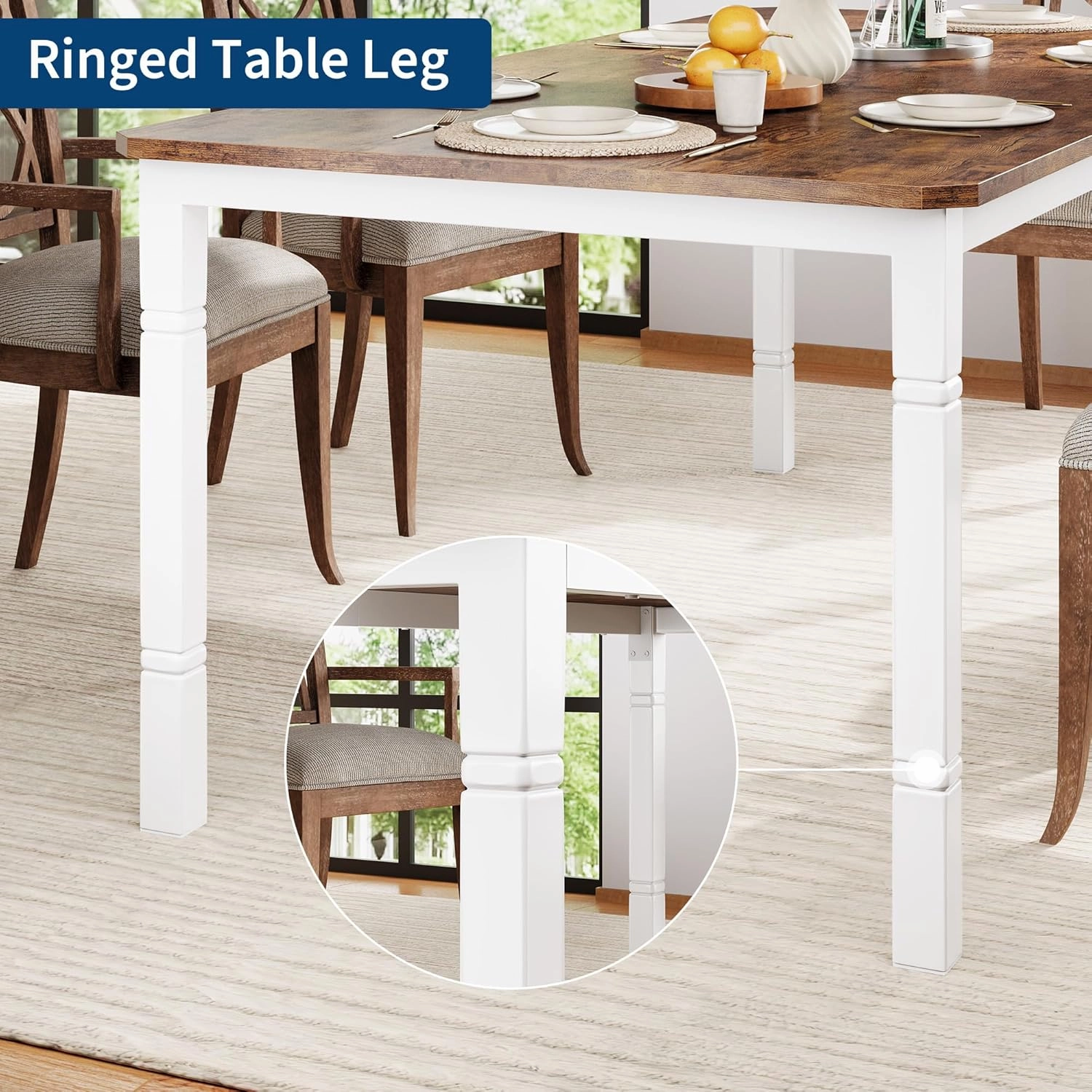 79" Large Industrial Dining Room Table for 6-8 People Rectangular Wood Kitchen Table Modern Farmhouse Dining Table Kitchen Dining Room Table with Heavy Duty Metal Legs forKitchen, Living Room
