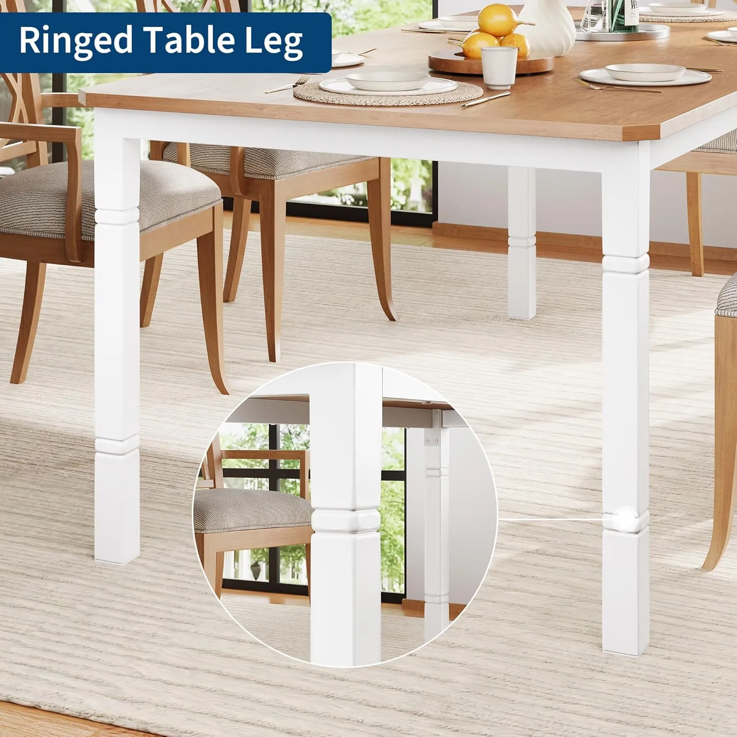 79" Large Industrial Dining Room Table for 6-8 People Rectangular Wood Kitchen Table Modern Farmhouse Dining Table Kitchen Dining Room Table with Heavy Duty Metal Legs forKitchen, Living Room
