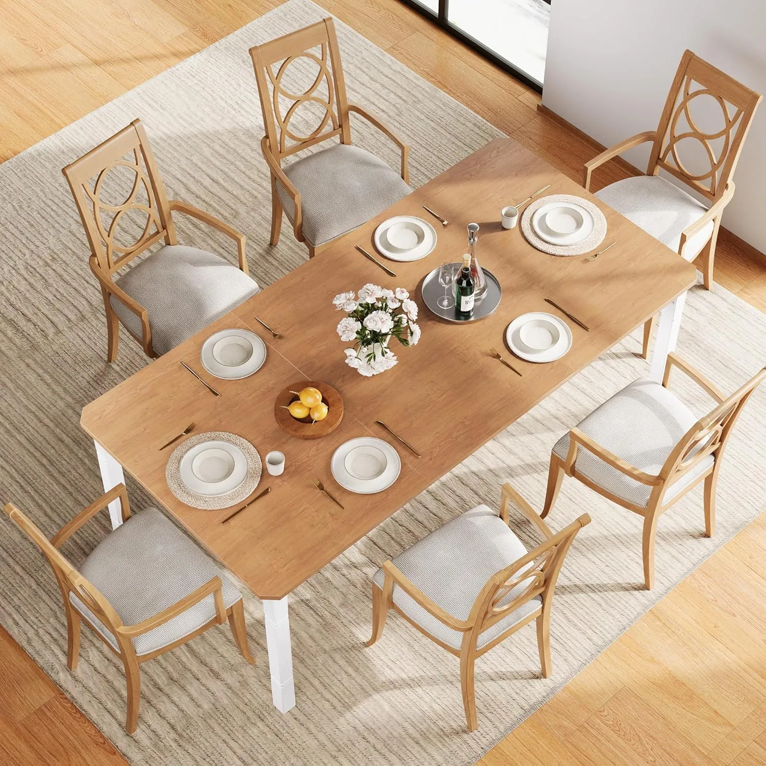 79" Large Industrial Dining Room Table for 6-8 People Rectangular Wood Kitchen Table Modern Farmhouse Dining Table Kitchen Dining Room Table with Heavy Duty Metal Legs forKitchen, Living Room