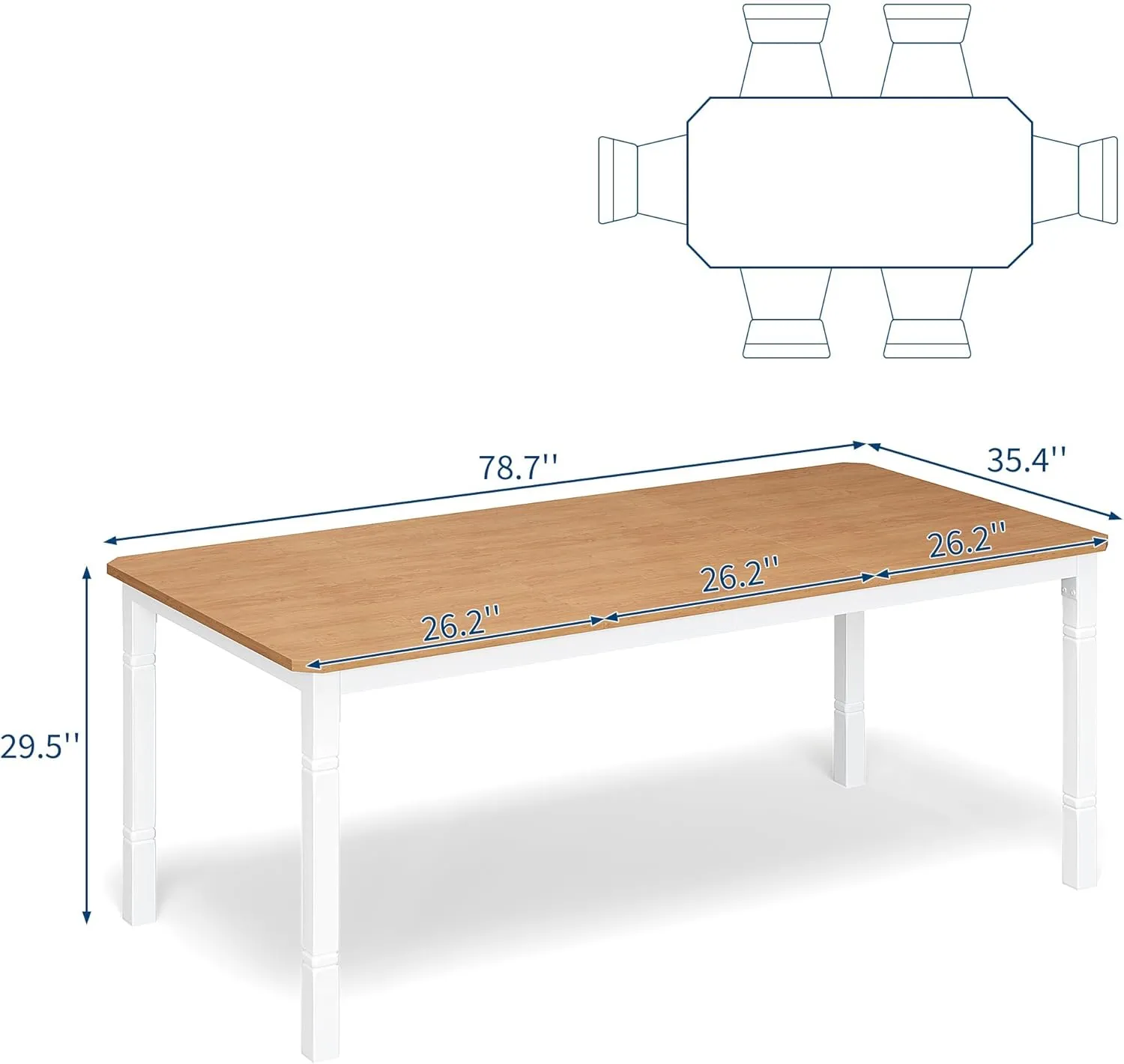 79" Large Industrial Dining Room Table for 6-8 People Rectangular Wood Kitchen Table Modern Farmhouse Dining Table Kitchen Dining Room Table with Heavy Duty Metal Legs forKitchen, Living Room