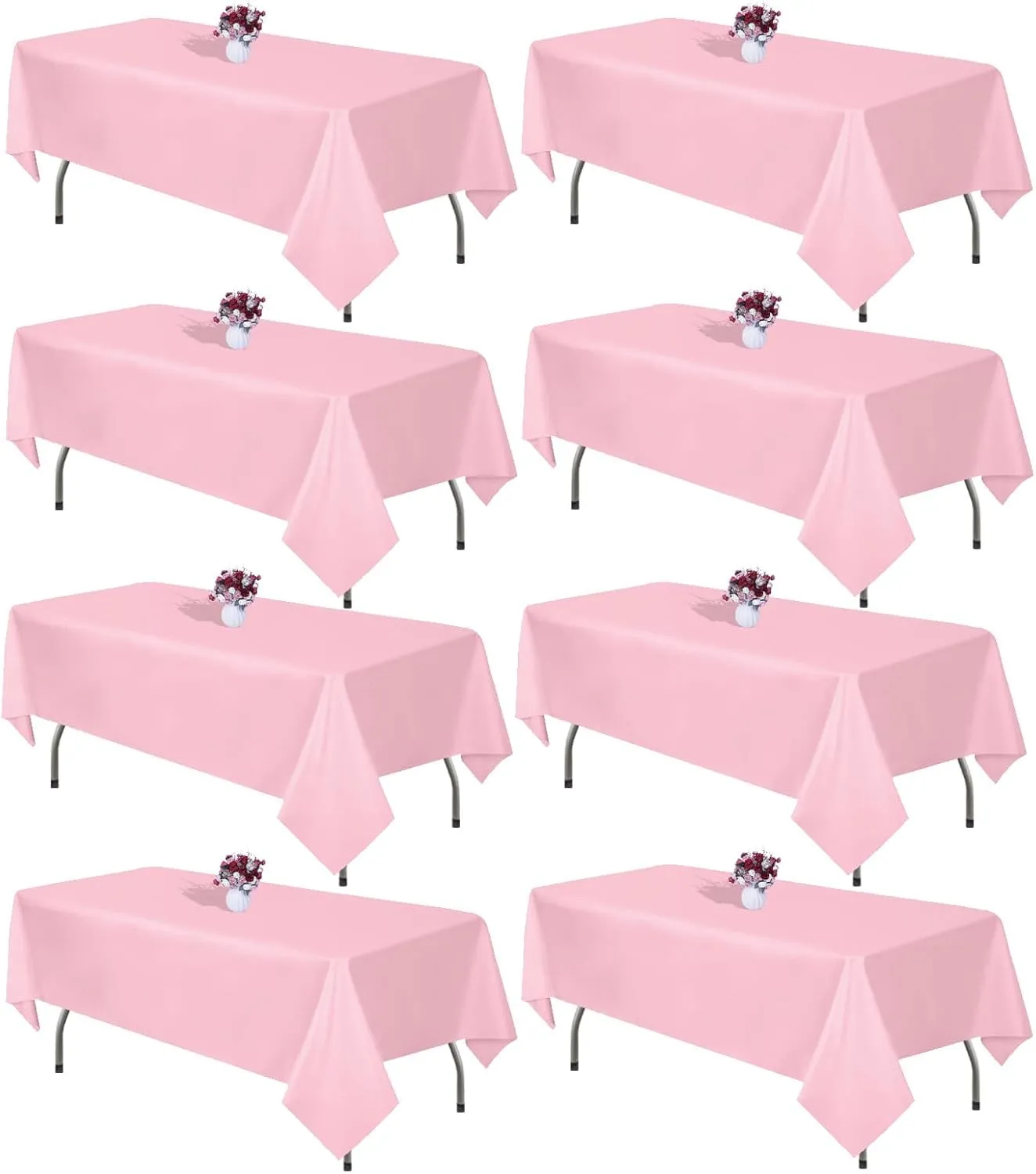 8 Packs Pink Tablecloth Rectangle 60x126 Inch Rectangular Table Cloths for 8ft Rectangle Tables, Wrinkle Resistant Polyester Fabric Tablecloth Washable Table Covers for Wedding Party Buffet