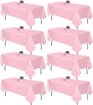 8 Packs Pink Tablecloth Rectangle 60x126 Inch Rectangular Table Cloths for 8ft Rectangle Tables, Wrinkle Resistant Polyester Fabric Tablecloth Washable Table Covers for Wedding Party Buffet