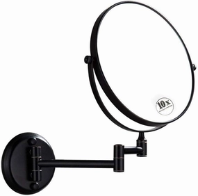 8 inch Wall Mounted Makeup Mirror 1X/10X Magnifying,Double Sided 360°Swivel Extendable Shaving Cosmetic Mirror Round Vanity Mirror for Bathroom Hotels