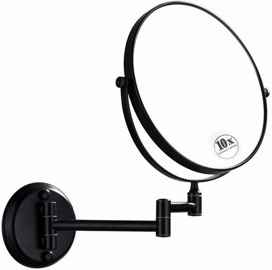 8 inch Wall Mounted Makeup Mirror 1X/10X Magnifying,Double Sided 360°Swivel Extendable Shaving Cosmetic Mirror Round Vanity Mirror for Bathroom Hotels
