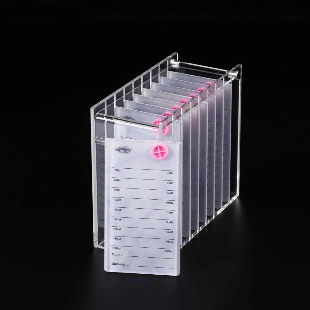 8 Layers Acrylic Eyelash Storage Organizer, Grafting False Eyelashes Display with 8 Pallets, Dustproof Cosmetic Beauty Extension Supplies (Marble White)