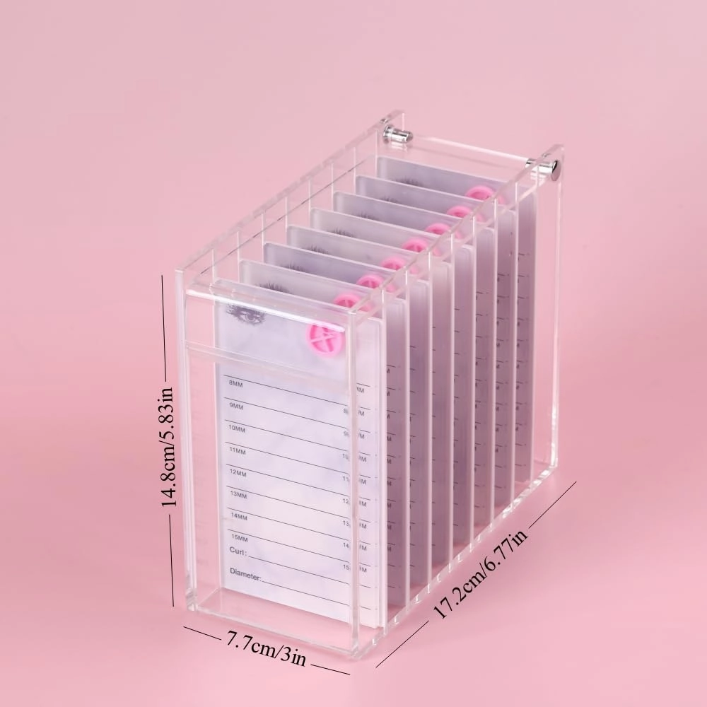 8 Layers Acrylic Eyelash Storage Organizer, Grafting False Eyelashes Display with 8 Pallets, Dustproof Cosmetic Beauty Extension Supplies (Marble White)
