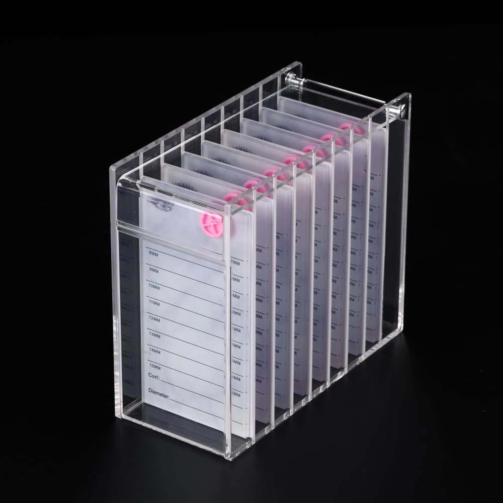 8 Layers Acrylic Eyelash Storage Organizer, Grafting False Eyelashes Display with 8 Pallets, Dustproof Cosmetic Beauty Extension Supplies (Marble White)
