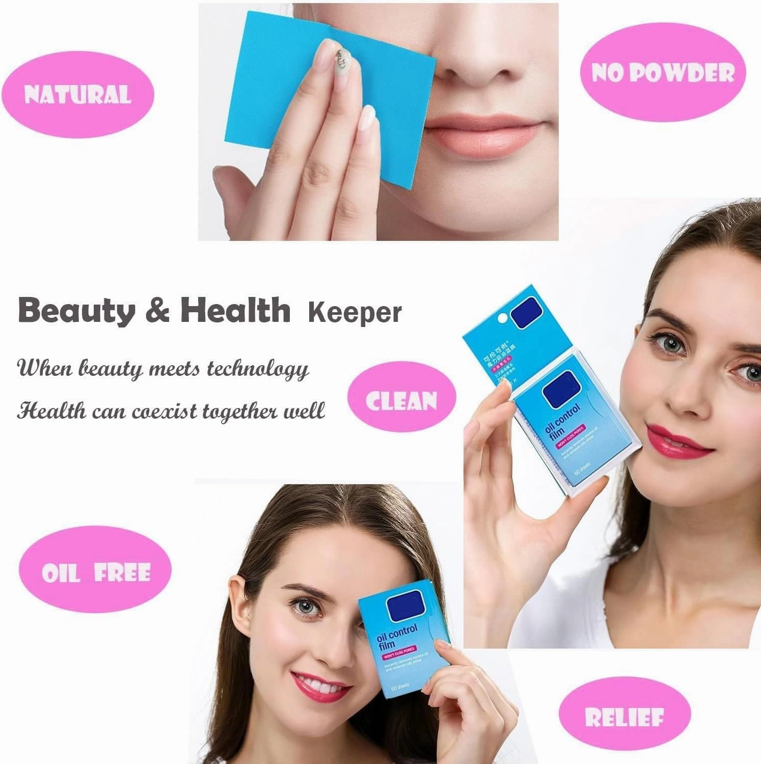 8 Packs Oil Control Film for Face (480 Sheets) - Oil Absorbing Blotting Sheets for Oily Skin, Makeup-Friendly & Portable Oil Wipes