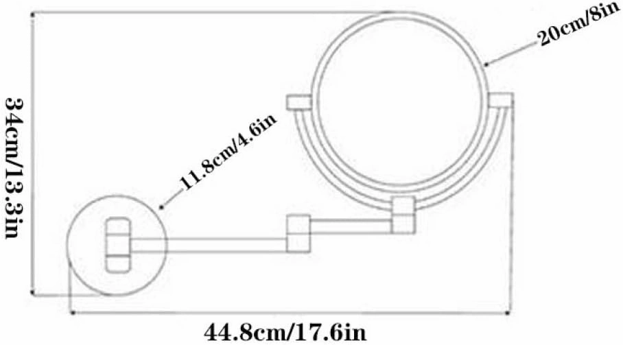 8inch Bathroom Mirrors Wall Mounted,360° Swivel Double-Sided LED Makeup Mirror Extendable Folding Mirror Round Shape
