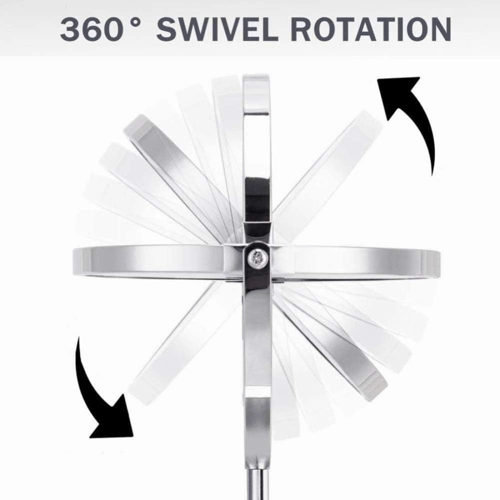 8inch Bathroom Mirrors Wall Mounted,360° Swivel Double-Sided LED Makeup Mirror Extendable Folding Mirror Round Shape