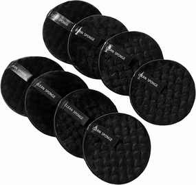 8pcs Reusable Cotton Rounds Makeup Remover Set – Double-Sided Face Cleansing Sponge Pads – Soft Washable Puff for Facial Skincare (Black)