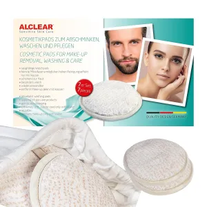 95AP Wash Pads Set of 7 Washable Make-Up Pads Beige White with Wash Bag, Gentle & Skin-friendly Microfibre for Deep Pore, Environmentally Friendly Cleaning & Care of Face Neck