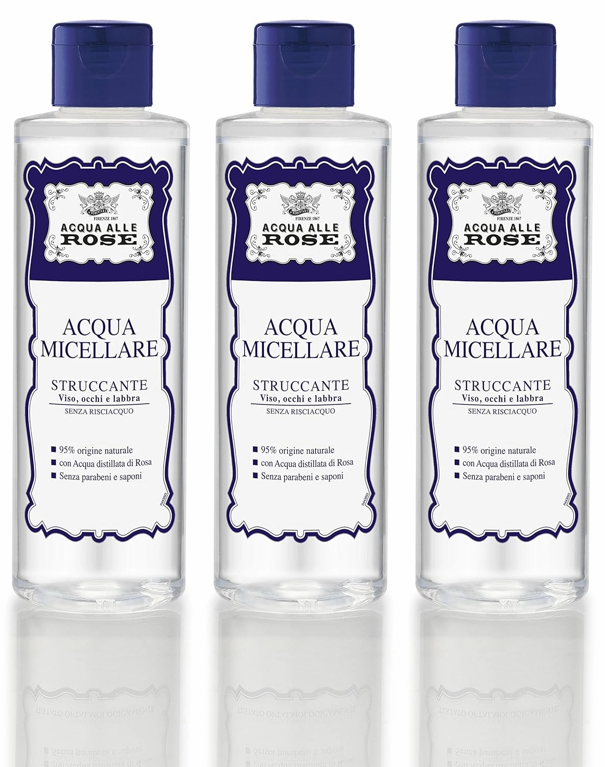 "Acqua alle Rose" Micellar Water 6.76 Fluid Ounce (200ml) Bottle (Pack of 3) [ Italian Import ]