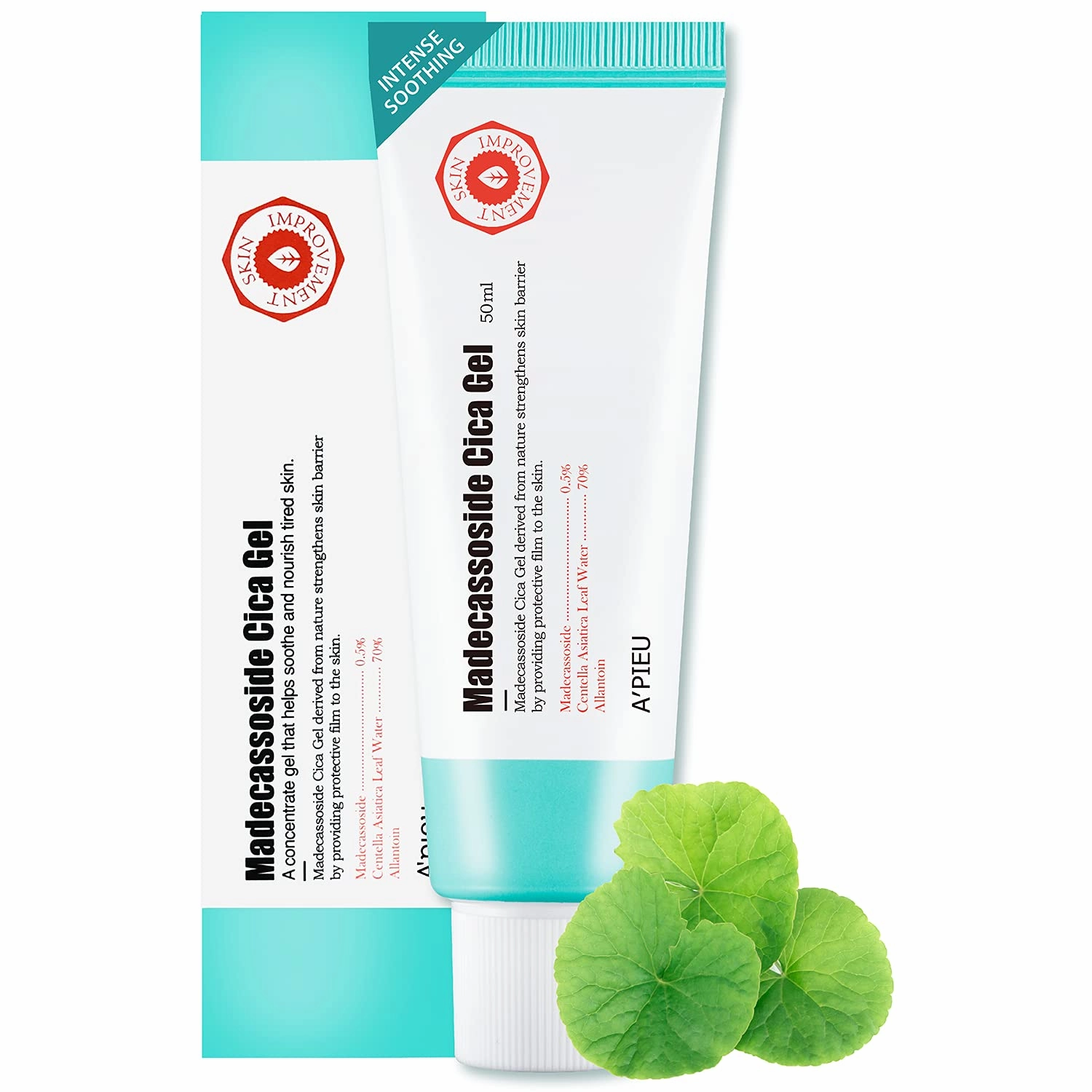 A'PIEU Madecassoside Cica Gel (1.69 fl oz) - for Oily and Sensitive Skin - Helps Soothe Dryness, Redness, Heat Damage, Blemish - Centella Asiatica, Glycerin, Vitamin E