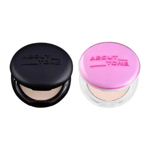 [ABOUT TONE] Blur Powder Pact (2.5 IVORY)   Glow Powder Pact BUNDLE SET/Pressed Powder Pact with Mirror and Puff, Face Makeup Setting Powder, Finishing Powder with Sebum Control, Vegan