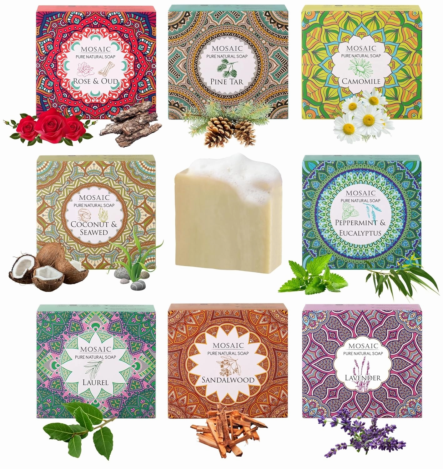 AEGEAN 100% Natural Bar Soap w/Organic Ingredients, Vegan Soap, Moisturizing, Handmade, Scented w/Premium Essential Oils, Body Soap Bars for Women & Men