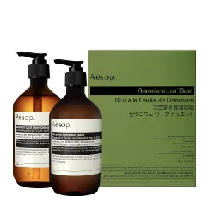 Aesop Geranium Leaf Duet | Gel Body Cleanser   Body Balm | Aromatic Pairing For Cleansed and Supple Skin | Paraben-Free, Cruelty-Free & Vegan |16.9 oz   16.5 oz