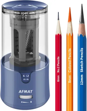 AFMAT Electric Long Point Pencil Sharpener for Artist, Auto Stop & Fast Sharpening, 8-17mm Super Long Point, Artist Pencil Sharpener Plug in for φ6-12mm Charcoal/Drawing/Sketching/Colored Pencils