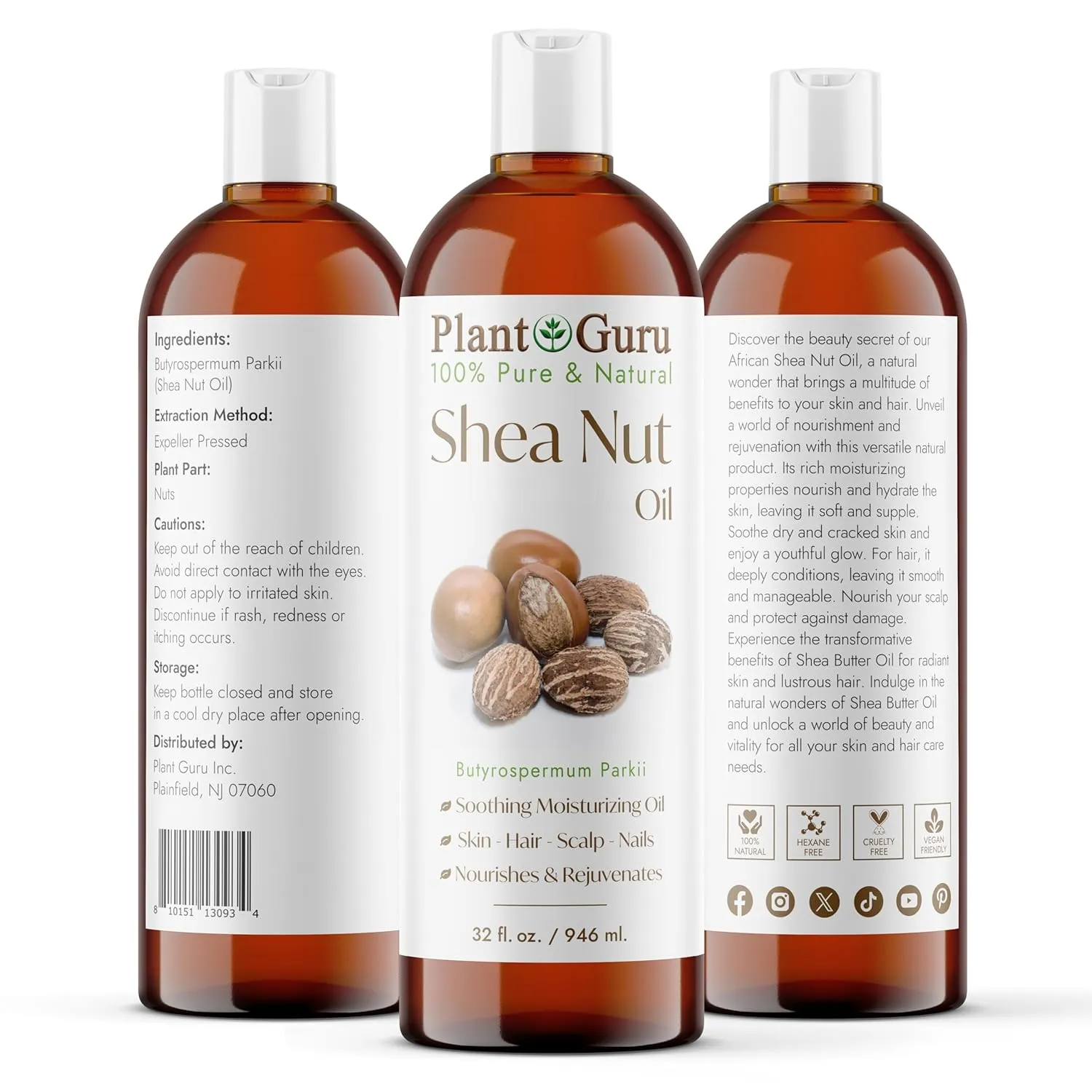 African Shea Nut Butter Oil 32 fl. oz. 100% Pure Natural Skin, Face, Hair Growth And Moisturizer. DIY Body Butters, Lotions, Creams, Lip Balm And Soap Making.