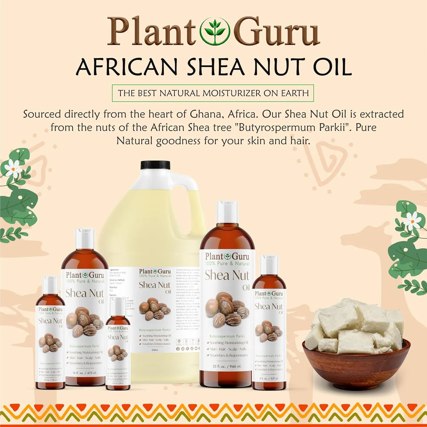 African Shea Nut Butter Oil Gallon 7.5 lbs. Bulk 100% Pure Natural Skin, Face, Hair Growth And Moisturizer. DIY Body Butters, Lotions, Creams, Lip Balm And Soap Making.