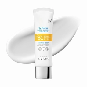 AGE20'S UV Defense Hydro Calming Sunscreen SPF 60  | Korean Sunscreen | Moisturizing Creamy Formula, No White Cast, Lightweight Finish | Green Tea   Aloe Vera | Dermatest Excellent | 1.69 fl.oz*1