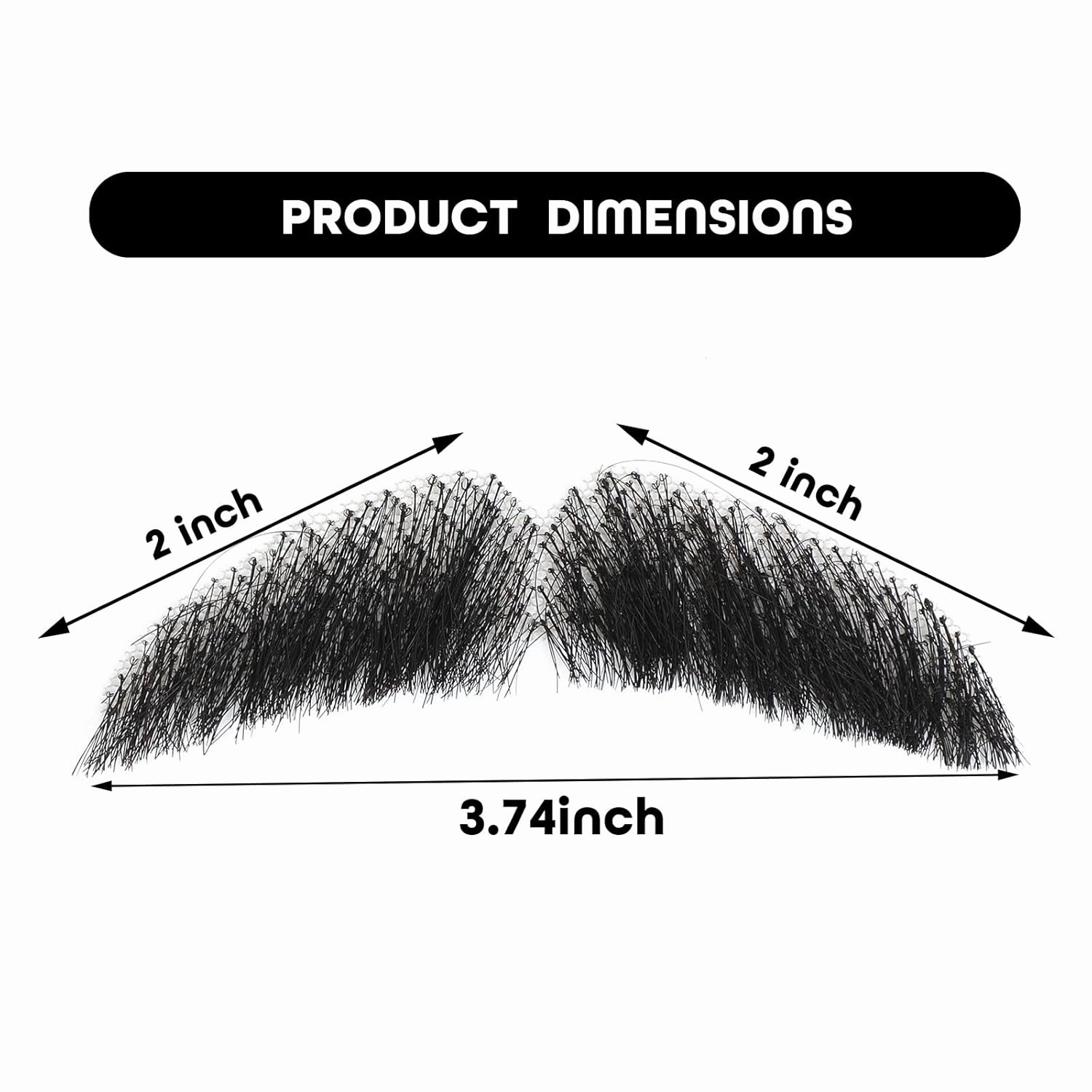 Ailsa Fake Beard Natural Realistic 100% Human Hair Fake Mustache Handmade Invisible Lace Fake Facial Hair for Costume/Drama/Parties//Cosplay/Halloween/Film Makeup (Black Fake Beard 2-1)