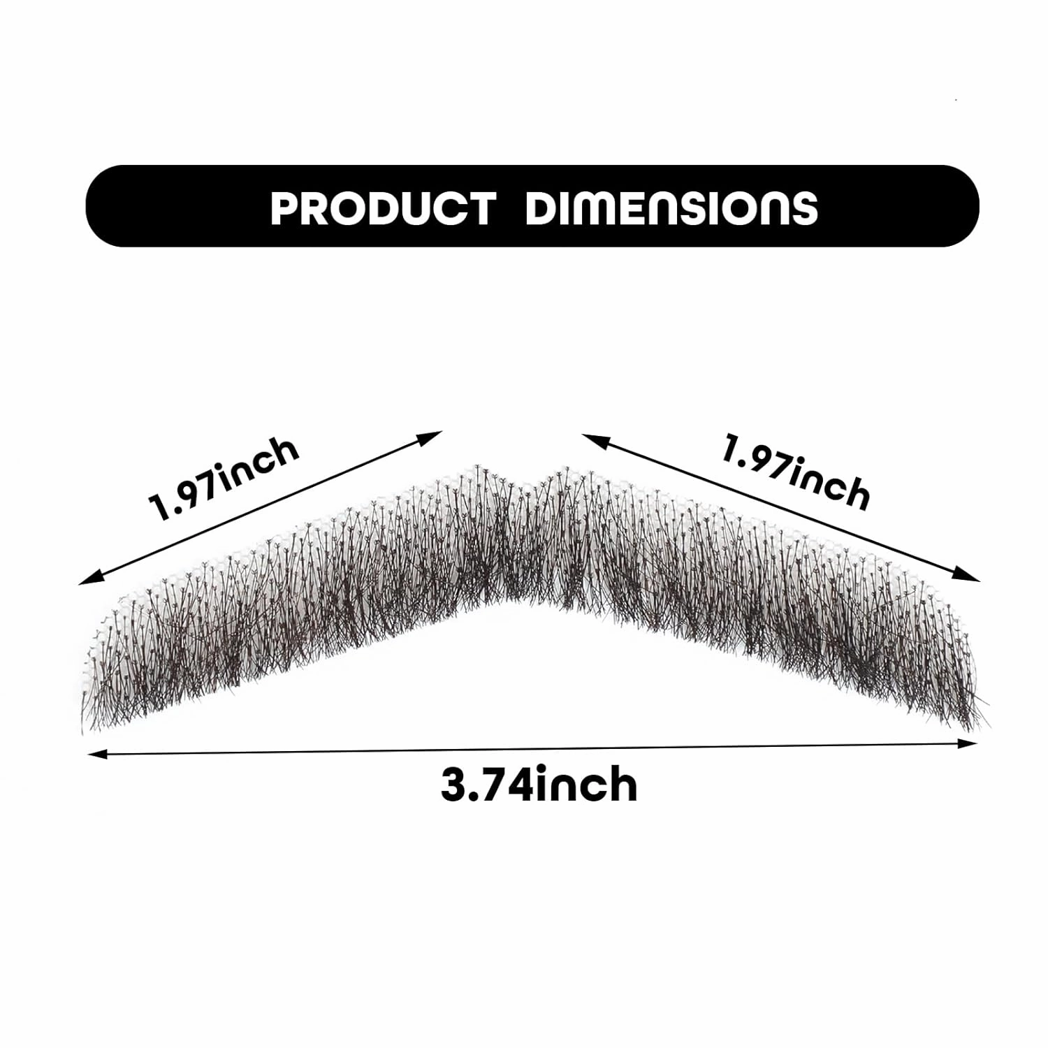 Ailsa Fake Beard Natural Realistic 100% Human Hair Fake Mustache Handmade Invisible Lace Fake Facial Hair for Entertainment/Cosplay/Halloween/Film Makeup (Black Fake Mustache 1-1)