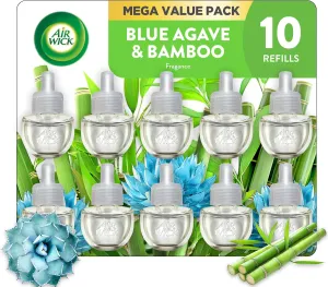 Air Wick Plug in Scented Oil Refill, 10ct, Blue Agave and Bamboo, Air Freshener, Essential Oils