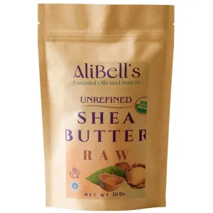 AliBell's- Unrefined Shea Butter - Shea butter Raw -10 oz Moisturizer for Dry Skin and Hair, Hydrates for a Radiant Glow, Beneficial for Pets and Baby
