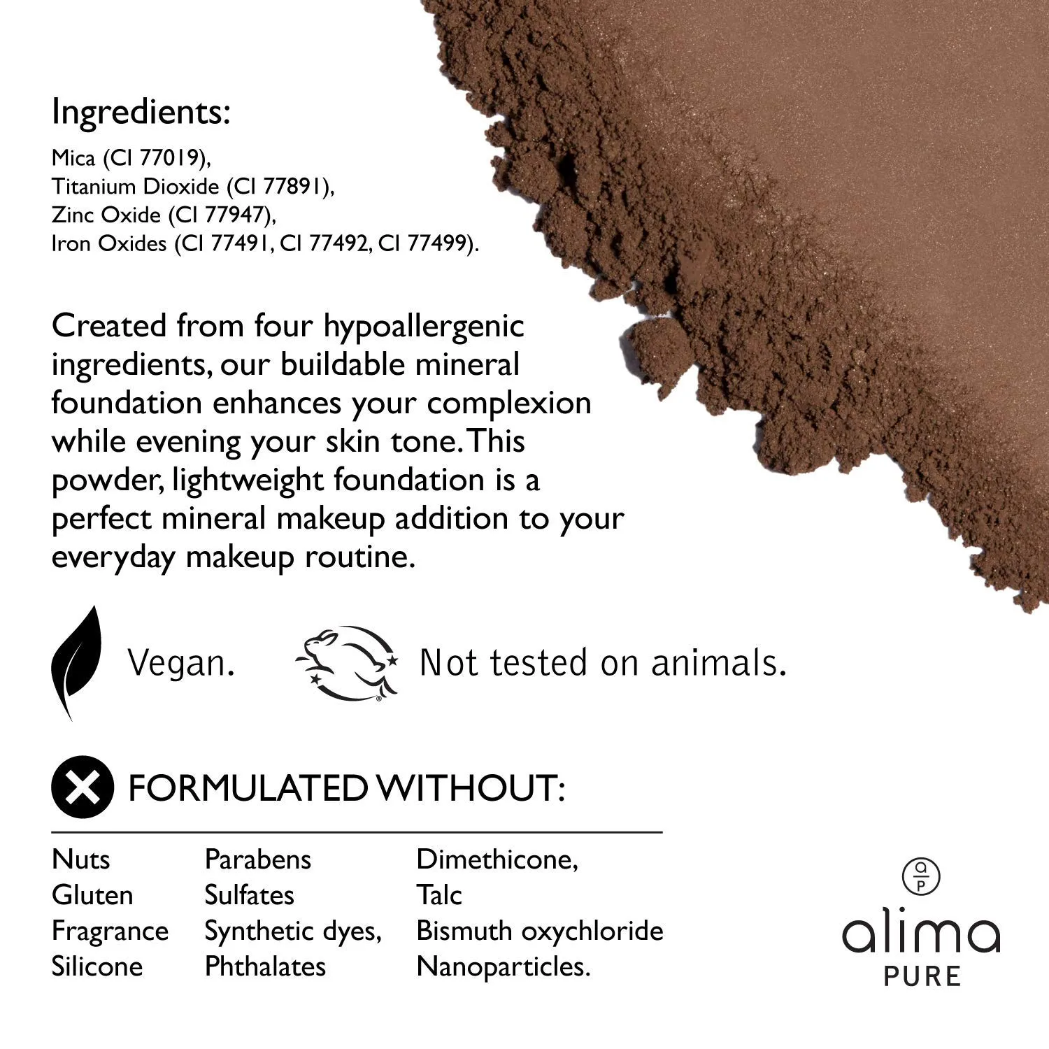 Alima Pure Matte Foundation Mineral Powder Makeup, Oil Free, Talc Free, Natural Makeup Full Coverage Foundation .15 oz/4.5g
