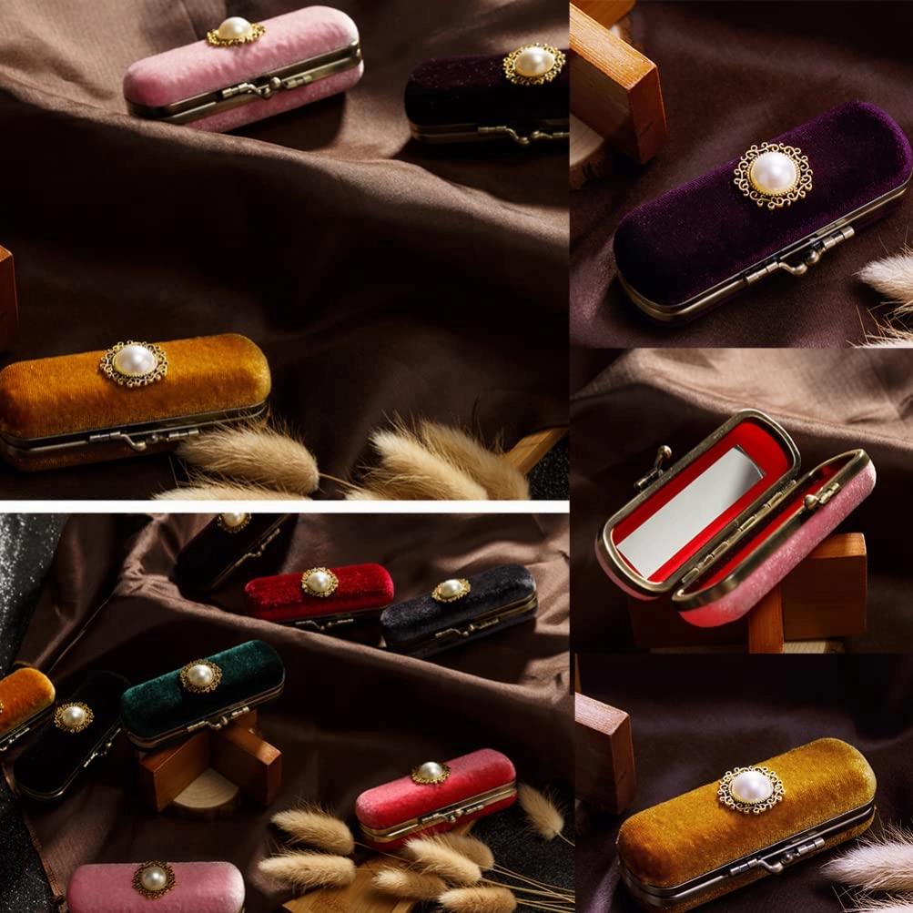 Alipis Lipstick Case Makeup Bag Lipstick Holder Storage Box Mirror Organizer Essential Oil Roller