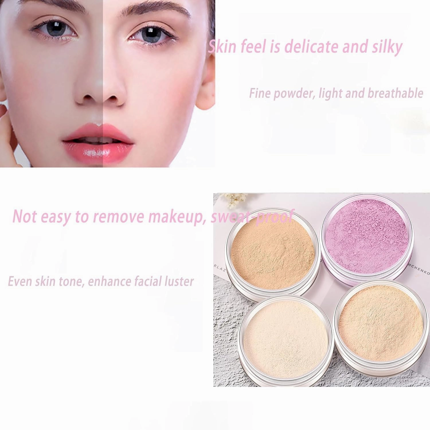 Allaura Beauty Blurring Powder, Blurring Setting Powder By Allaura, Allaura Beauty Pink Setting Powder, Pink Blurring Powder For All Skin Tones (01# 02#, One Size)