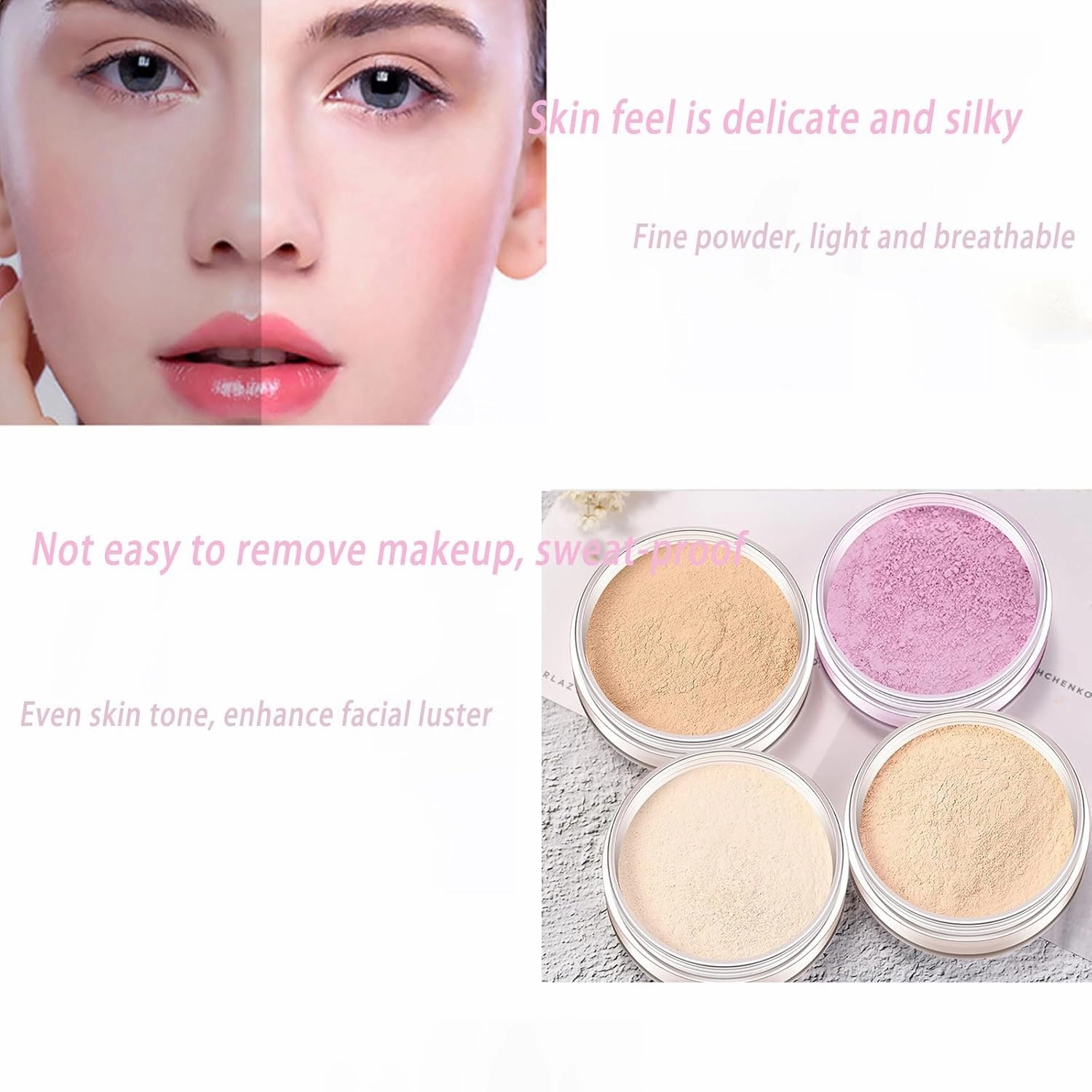 Allaura Beauty Pink Blurring Setting Powder - 7pcs Mix, One Size