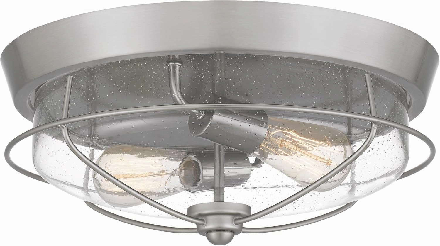 allen   roth Valdara 14.88-in Matte Black Transitional Flush Mount Light
