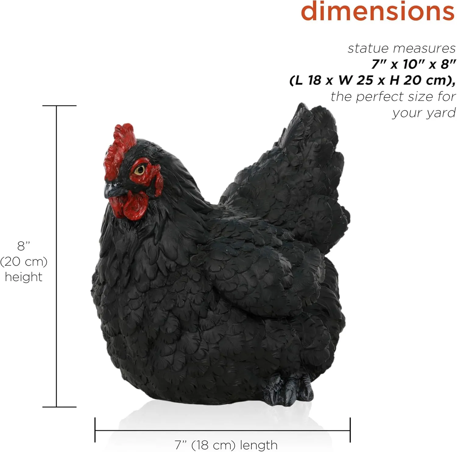 Alpine Corporation WFM100HH-BK Outdoor Rustic Resting Hen Garden Statue, 8" H, Black