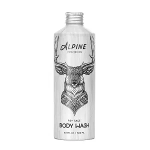Alpine Provisions Natural Fir & Sage Body Wash – Refreshing & Moisturizing with Essential Oils, Aloe Vera & Coconut Oil – Vegan, Sulfate-Free, Plastic-Free Aluminum Bottle – 16.9 FL Oz