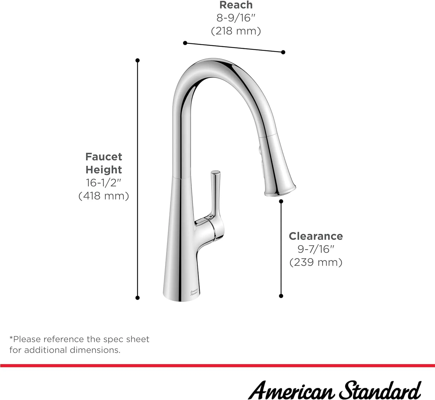 American Standard 7441300.243 Southport Pull-Down Kitchen Faucet with Sprayer, 1.8 GPM, Matte Black