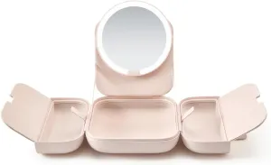 AMIRO M2 LumoCube Makeup Mirror with Bag - Portable LED Makeup Mirror with Lights, 5-Level Brightness, 3-Color Lights - Travel Makeup Organizer - Pink