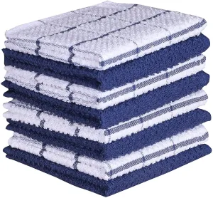 AMOUR INFINI Kitchen Dish Cloths Set of 8 – Highly Absorbent, Super Soft Cotton Dish Rags (12"x12" Inch) Wash & Dishcloths for Kitchen & Dishwashing (Blue)