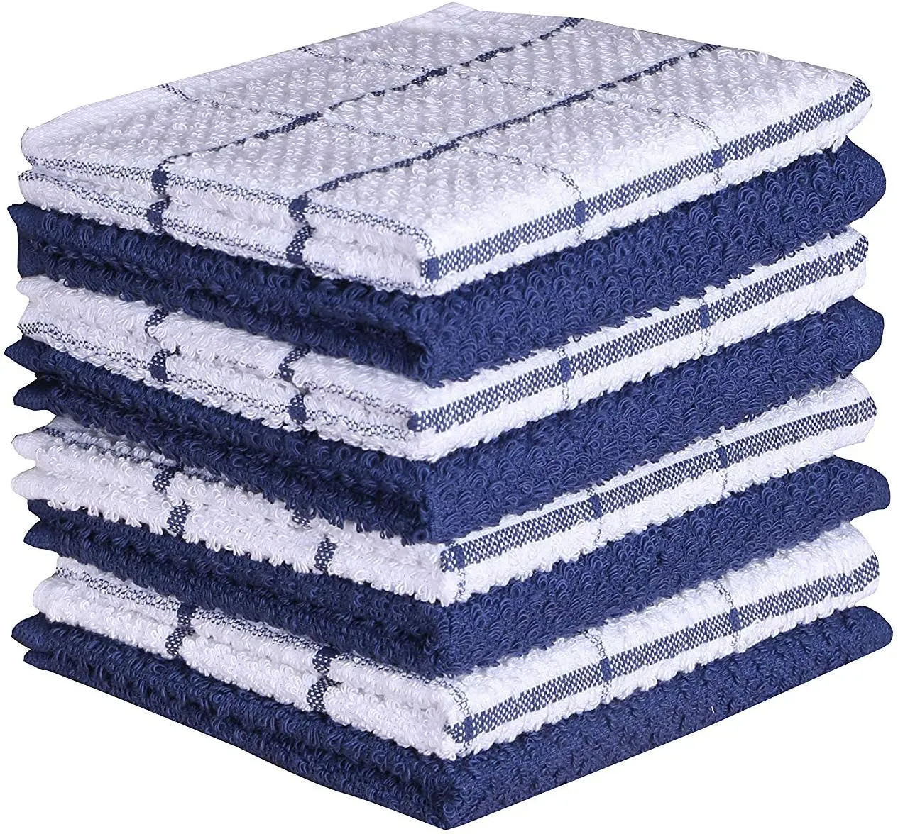 AMOUR INFINI Kitchen Dish Cloths Set of 8 – Highly Absorbent, Super Soft Cotton Dish Rags (12"x12" Inch) Wash & Dishcloths for Kitchen & Dishwashing (Blue)