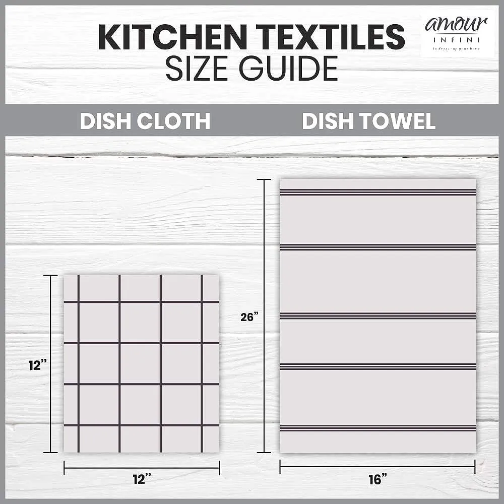 AMOUR INFINI Kitchen Dish Cloths Set of 8 – Highly Absorbent, Super Soft Cotton Dish Rags (12"x12" Inch) Wash & Dishcloths for Kitchen & Dishwashing (Dark Grey)