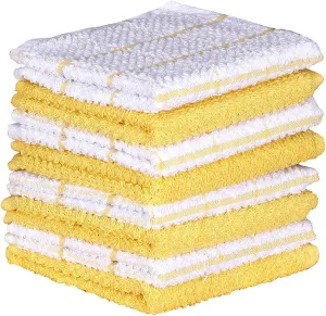 AMOUR INFINI Kitchen Dish Cloths Set of 8 – Highly Absorbent, Super Soft Cotton Dish Rags (12"x12" Inch) Wash & Dishcloths for Kitchen & Dishwashing (Yellow)