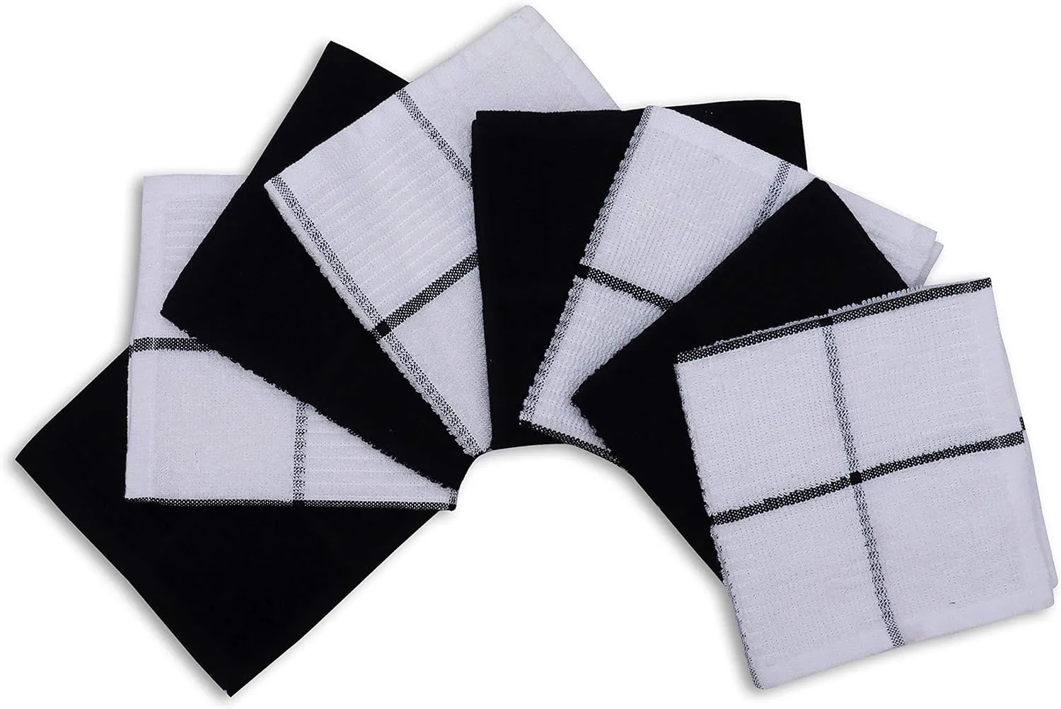 AMOUR INFINI Terry Dish Cloths Set of 8 Highly Absorbent, Super Soft Kitchen Dishcloths Reusable Quick Dry Dish Rags for Cleaning & Drying Dishes (12x12 Inch - Black)