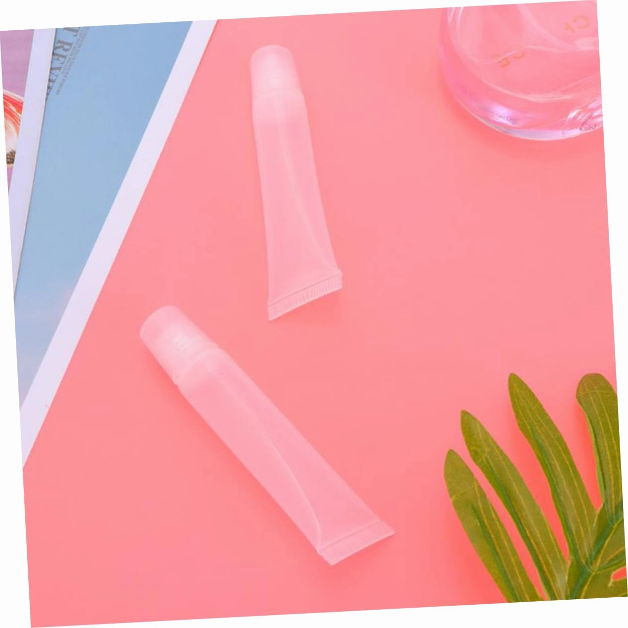 Angoily 80 Pcs Makeup Containers Repackaged Lip Balm Sample Refill Hose Lip Plumper Gloss Clear Empty Lip Gloss Containers Handmade Containers Bevel Lip Gloss Tube Round Mouth Travel