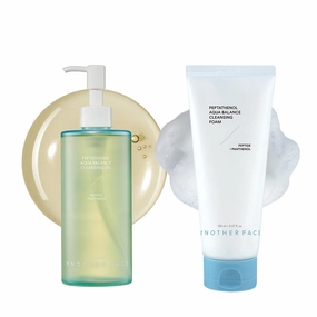 ANOTHERFACE Peptathenol™ Cleansing Foam   Oil, Double Cleansing Set for Sunscreen & Water Proof Makeup Removal, Non-Irritation for Sensitive Skin, Vegan, Korean Skincare