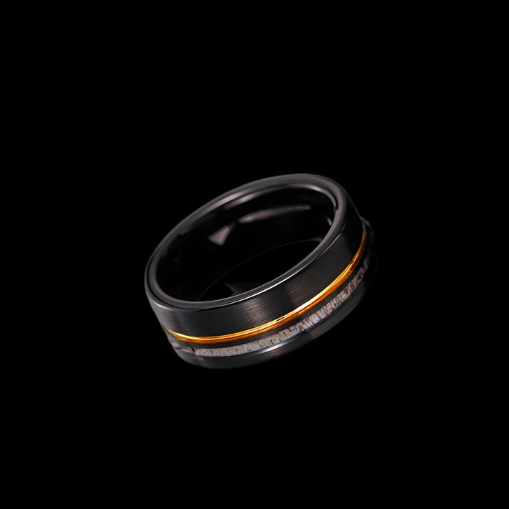 Antler Inlay with Gold Line Matte Black Tungsten Men's Wedding Band