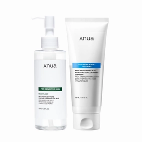 ANUA Gentle Double Cleanser Duo for Facial Cleansing : Heartleaf Pore Control Cleansing Oil Mild & Hydrating Gentle Foaming Cleanser for Double Cleansing, Daily Facial Cleanser, Korean Skincare